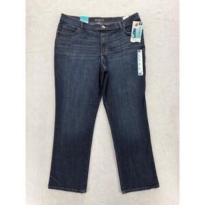 Lee Relaxed Fit Verona Straight Jeans Womens 16P Dark Wash Stretch Denim NWT